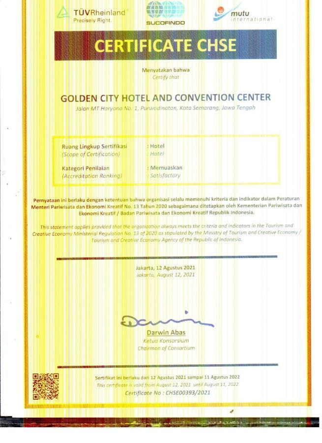 Golden City Hotel And Convention Center - Chse Certified Semarang Dış mekan fotoğraf